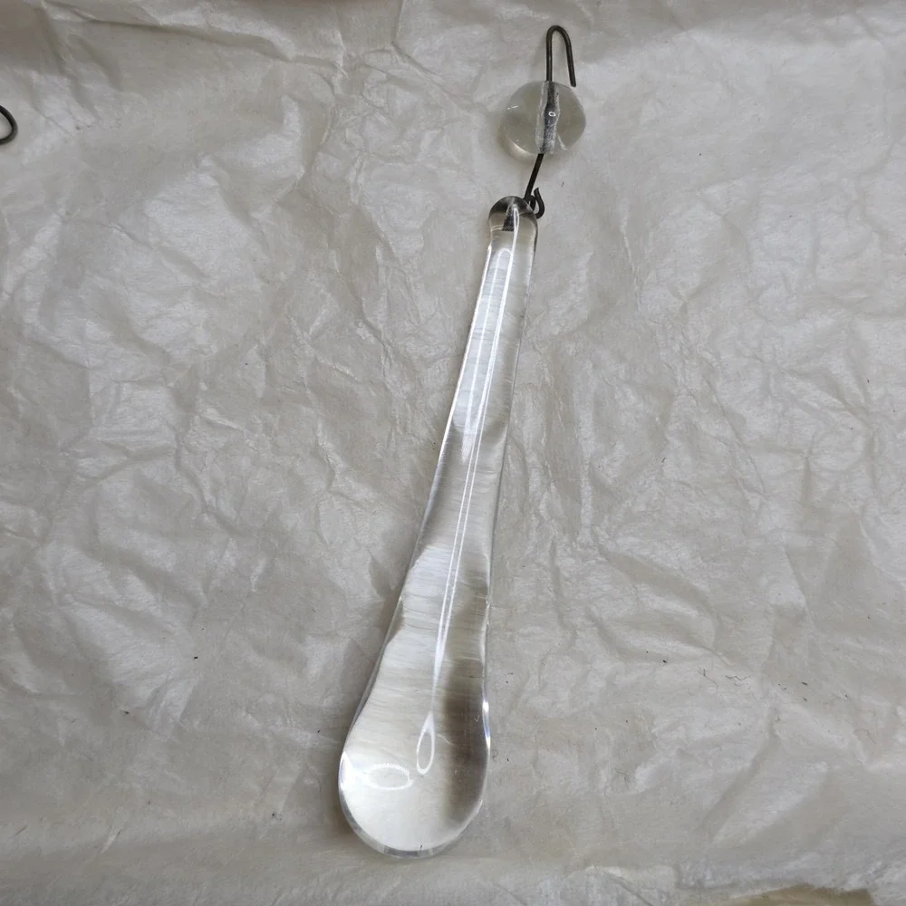 Vintage Clear Glass Teardrop Prism 3